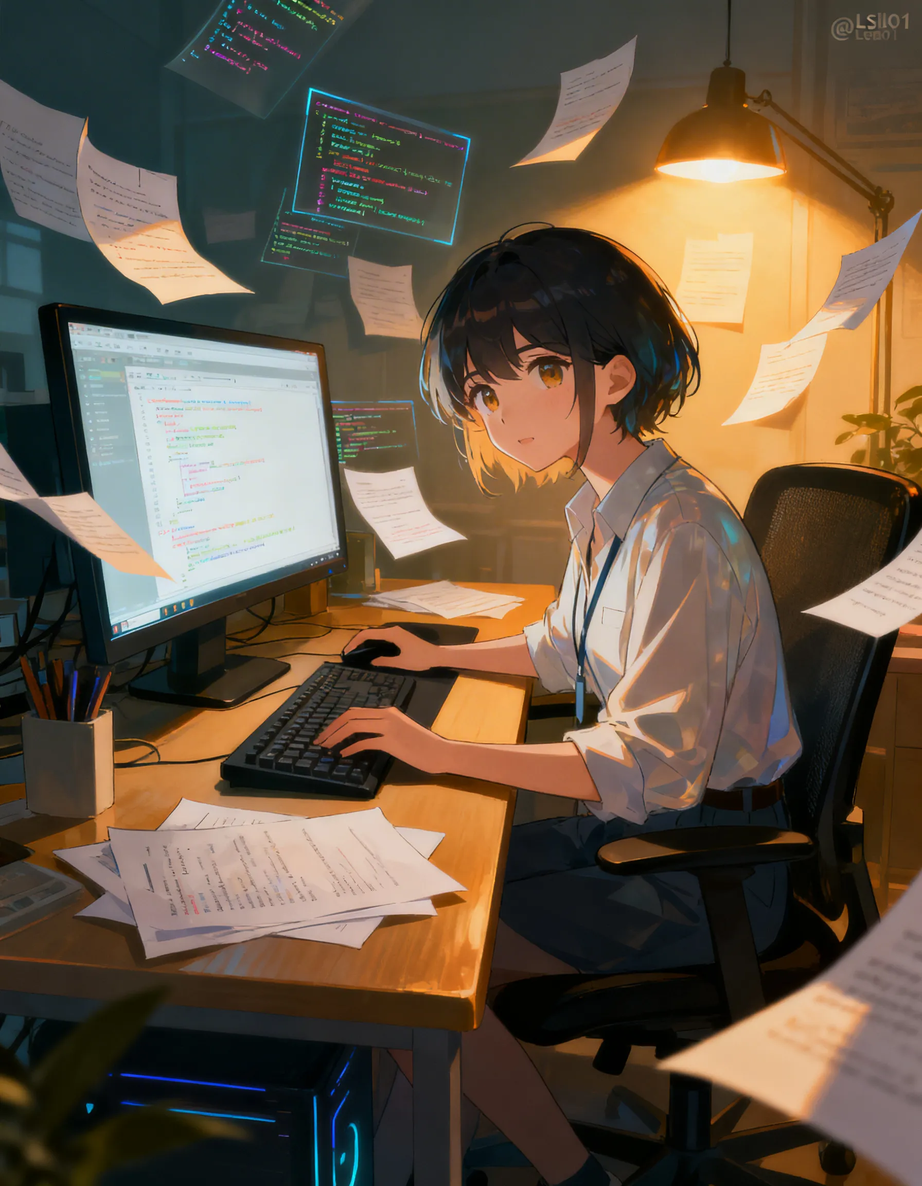 元虾虾工作中